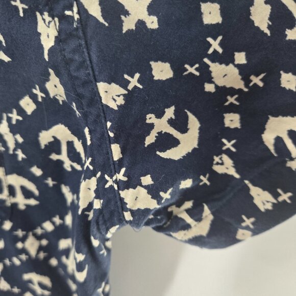 Obey Propaganda Navy Anchor 100% Cotton Short Sleeved Button Down Medium - Picture 8 of 12